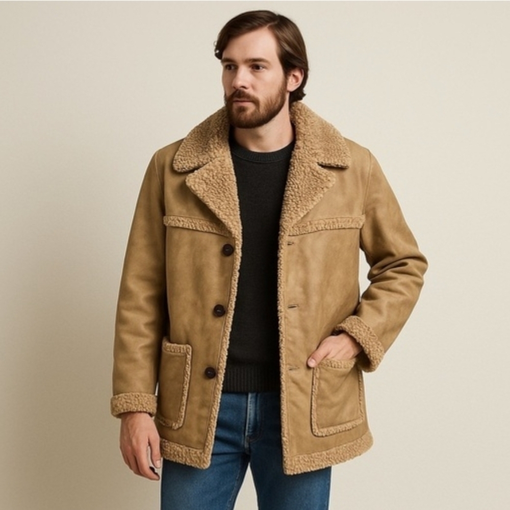 Men's Tan Shearling Jacket
